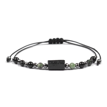 Bransoletka celebrytka czarny TURMALIN ZOISYT Z RUBINEM HEMATYT ochrona